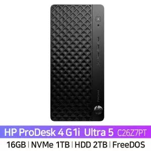 [HP] 프로데스크 4 G1i C26Z7PT (Ultra5-225/16GB/NVMe 1TB/HDD 2TB/FD) 사무용 데스크탑