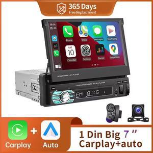 1Din MP5 플레이어 7인치 안드로이드 오토 공용 수동 접이식 터치스크린 FM 라디오