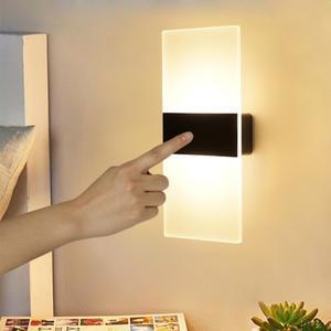 USB 충전 벽 램프 터치 모션 센서 스위치 실내 아크릴 야간 조명 머리맡 Sconce 북유럽 LED