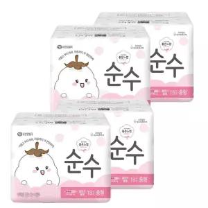 좋은느낌 순수 생리대 울트라 부드러운 순면감촉 슬림 중형 18매 4팩