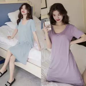 패드내장 모달 원피스 홈웨어 여성 실내복 노브라잠옷 여성 잠옷 노브라 원피스 티 홈웨어 여자 라운지웨어