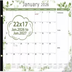 2026 탁상용 달력 22인치 x 7인치 대형 월간 8개월용 책상 패드 2026년 월 2027년 가정용 사무용품