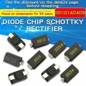 20PCS SMD 키 다이오드 SS12 SMA 1N5819 SB240 SR260 1N5824 1N5822
