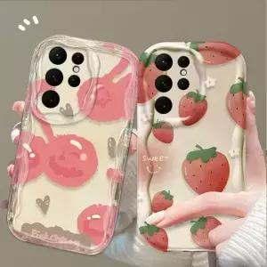 체리 딸기 폰 케이스 삼성 S25 S24 울트라 S23 S22 S21 S20 플러스 FE A56 A36 A26 충격 방지 소프트