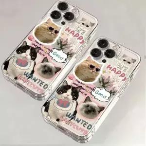 삼성 S25 S24 S23 울트라 S22 플러스 S21 FE A56 A36 A15 A55 A53 A35 A52 A16 투명 신문 고양이 폰 케이스