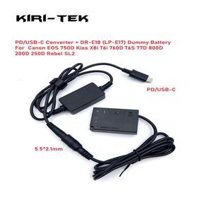 PD/USB-C 전원 어댑터 케이블 LP-E17 더미 배터리 ACK-E18 Canon EOS R50V 77D 용 DC 커플러
