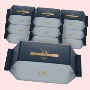 킹 더 도톰한 86gsm 골드블루 저자극 엠보싱 아기물티슈 슬림캡형 70매 10팩 4647566