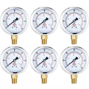 플루트산 6개 0-60psi 저압 게이지 2.5 페이스 다이얼 크기 1/4 NPT 하부 마운트 방수 압력 풀 워터 펌프