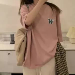 여성 여름 순면 오버핏 레터링 반팔 티셔츠 캐주얼 루즈핏 박스티 대학생 등교룩 캠퍼스룩 홈웨어 운동용