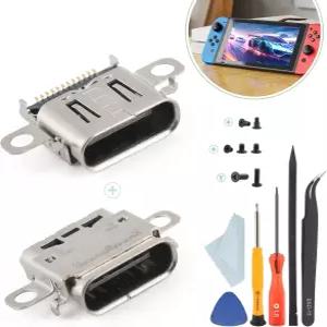 닌텐도 스위치 OLED 충전 포트 교체용 2팩 도크 커넥터 NS USB 타입 C 전원 소켓 잭 콘솔 액세서리 나사