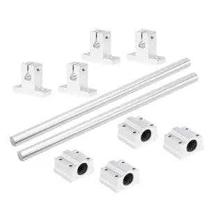 2PCS 8mm X 선형 모션 로드 샤프트 가이드 SCS8U 볼 베어링 및 SK8 알루미늄 레일 지지대 CNC DIY 공예