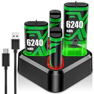 Xbox One/Xbox One S/Xbox X/Xbox 엘리트/Xbox Series X|S, 액세서리 키트용 4x6240mWh 배터리 팩, 충전식 팩(4팩)