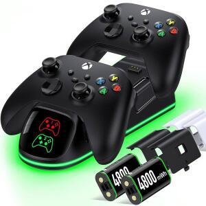 Xbox Series X|S, S/X/Elite 1개, 4개의 배터리 커버가 있는 듀얼 충전기 도크용 2x4800mWh 충전식 컨트롤러 충전 스테이션
