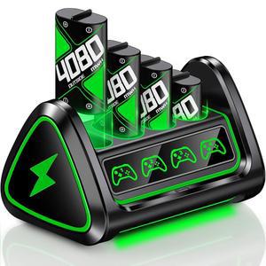 라이트 바가 있는 Xbox Series X|S용 DXKK 컨트롤러 배터리 팩, One/S/X/Elite 충전기 스테이션n