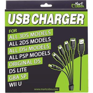 새로운 3DS XL/새로운 3DS/3DS XL/3DS/새로운 2DS XL/2DS/DSI/GBA SP/DS 라이트/Wii U 게임패드/PSP/호환 5 in 1 닌텐도 충전기, 오리지널 DS, 게임보이 어드밴스 SP용 마트 코브라 USB 충전 케이블