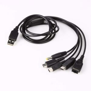 Skywin 5 in 1 Nintendo용 USB 충전 케이블 - 닌텐도 NDS 라이트, Wii U, 3DS, 2DS, PSP 1000, 2000, 3000, GBA SP와 호환되는 멀티 시스템 DSi 하나의 코드로 모두