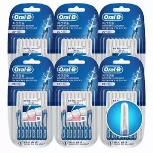 오랄비 Oral-B 치간칫솔 프리시즌 클린 브러쉬타입 20개입x6개 치간치실
