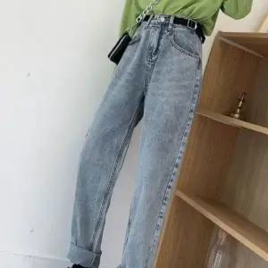 베이직 핏 여성용 연청 와이드 팬츠 라이트청바지 편안한핏