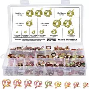 OCR 100PCS 6-22mm 연료 라인 호스 스프링 클램프 실리콘 진공 파이프 스틸 와이어 에어 튜브 수도관 클립