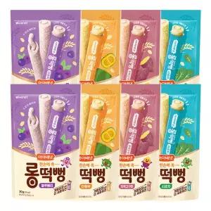 아이배냇 롱떡뻥 4종 x 2세트 블루베리 단호박 자색고구마 시금치 국산 쌀과자 무첨가 안심간식 개별포장