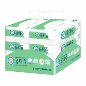 [깨끗한나라] 퓨어그린 물티슈 캡형60매x6입x4
