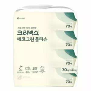 [크리넥스] 에코그린 물티슈 캡형70매x4입