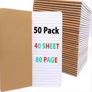 노트북 저널 팩 50 메모 다이어리 포켓 여행자 H5 규칙 벌크 80페이지 44 x 826인치