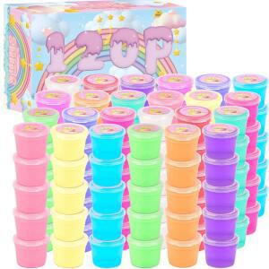 120팩 슬라임 8~12세 여아를 위한 클라우드 버터 클리어 키트 파티 굿이백 부활절 바구니 스터퍼 보물 상자 발렌타인 선물 교실 교환 경품 제공