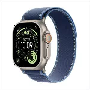 애플워치 울트라 3 셀룰러 49mm 내추럴 티타늄 케이스 블루브라이트 블루 트레일 루프 (ML) MEWU4KH/A