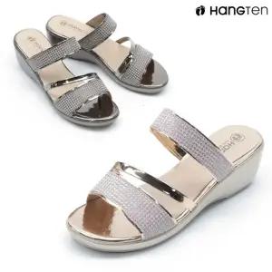 행텐 HT-193 글리터 보석 장식 웨지 슬리퍼 5cm 키높이 여성 여름 샌들