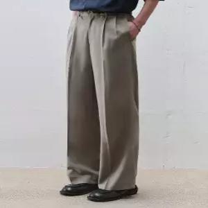 드로우핏 DRAWFIT 투턱 밴딩 와이드 린넨 슬랙스 L.KHAKI