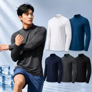 남성 냉감 반목티 긴팔 아이스 쿨링 기능성 티셔츠 모크넥 골프 등산 운동복 A26T214
