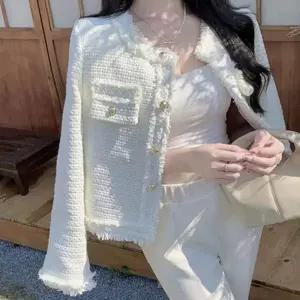여성 화이트 크롭 숏자켓 데일리룩 아우터 재킷 봄가을 아우터