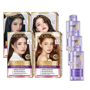 [나눠 쓰는 셀프 새치 염색]로레알파리 엑셀랑스 듀오 크림 염모제 4개 + HA 샴푸 80ml 3개