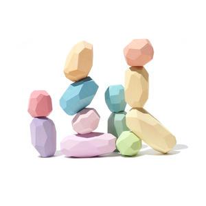 오카모라 파스텔 스톤 스태커 세트 발도로프 유아 원목 블럭 쌓기 놀이 교구 장난감