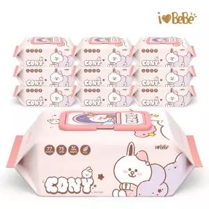 아이러브베베 레이온100% 75g 드림프렌즈 코니 77매 10팩 캡형 아기물티슈