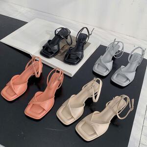 푹신한 여자여름샌들 쿠션 발편한샌들 힐 여름구두 4.5cm TL343