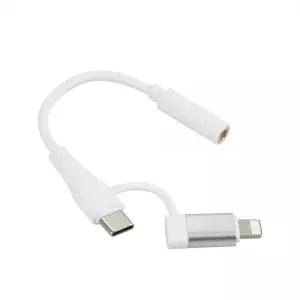 [IH875] Coms 8핀 C타입 오디오 젠더 꼬리물기 스테레오 이어폰 15cm iOS