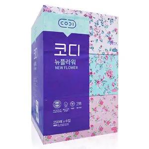 코디 뉴플라워 미용티슈 250매 6입 x 4개