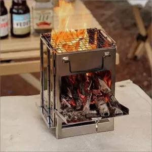접이식 사각난로 휴대용 스테인레스 화로대 불멍 장작 화목 난로 캠핑 차박 바베큐 그릴 숯불