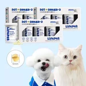 라이프펫 강아지 고양이 도트 알티지 50mg 초소형 영양제 180캡슐 오메가3 9g 3박스