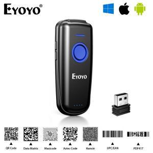 Eyoyo EY-023 미니 2D 레이저 CCD 바코드 스캐너 휴대용 블루투스 리더 자동 감지 QR PDF417 UPC EAN