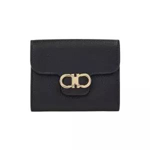 [페라가모] FW25 여성 간치니 컴팩트 반지갑 22 0961 NERO FLAME RED 0785777 121769