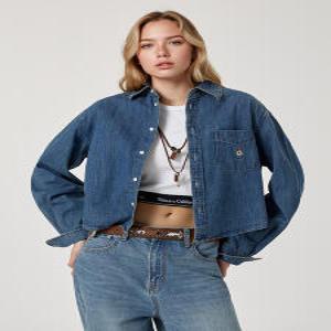 [AK수원점] [후아유] 여성 Steve Crop Denim Shirts (F) WHYJG2334F