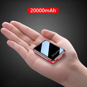 20000mAh 미니 보조베터리 휴대용 충전기 미러 스크린 LED 디지털 iPhone Xiaomi Huawei Samsung 용 외장