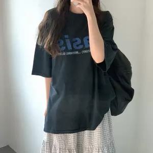 오니스 코튼 레터링 박스티