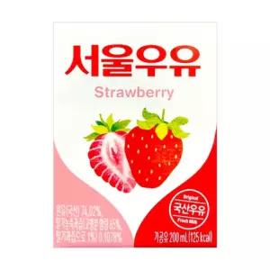서울우유 멸균 딸기우유 200ml (24팩)