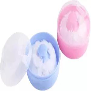 2pcs-베이비 바디 화장품 파우더 퍼프 키트 스펀지 박스 케이스 용기(블루 핑크)