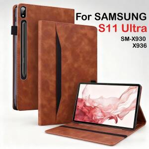 삼성 갤럭시 탭 S11 울트라 SM-X930 라이트 FE 플러스 2025 14.6인치용 가죽 태블릿 케이스 카드 슬롯 스탠
