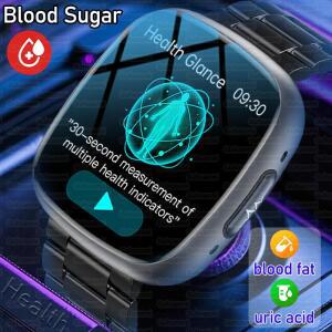 새로운 혈당 요산 체지방 Smartwatch 마이크로 신체 검사 5 개의 기관 건강 시계 블루투스 통화 스마트 시